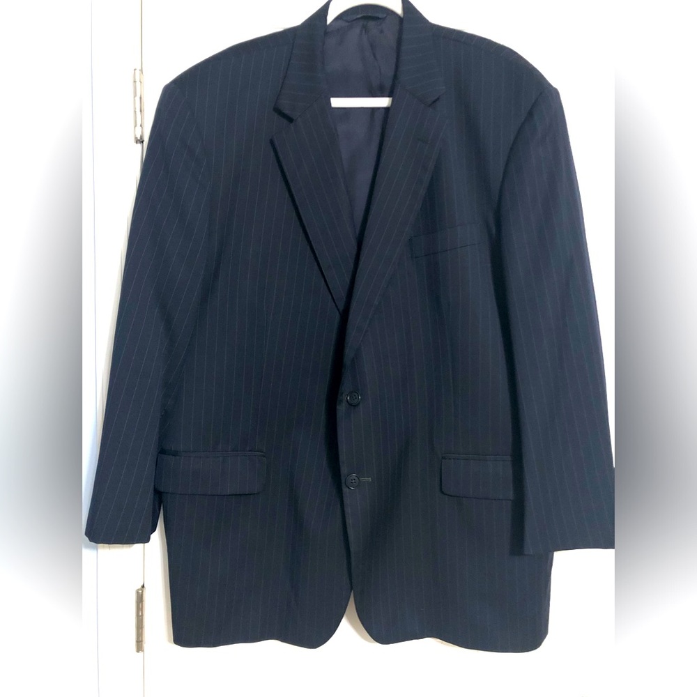 Brooks brothers 1818 madison 100% wool blue pin stripe‎ blazer suit jacket  48R